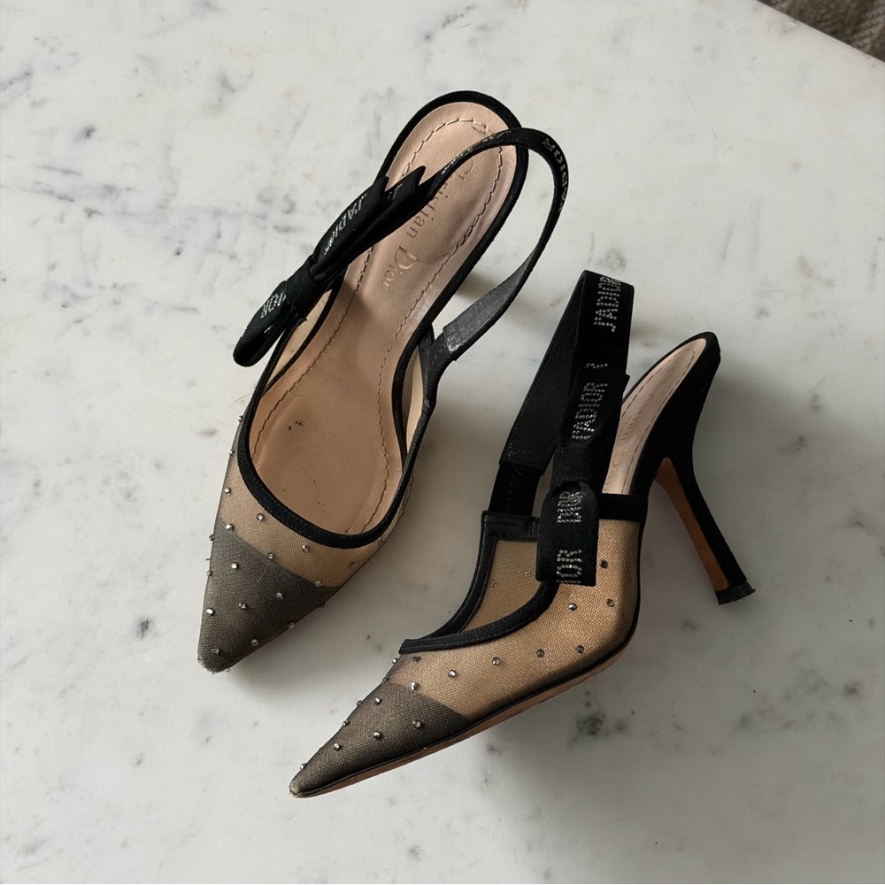 Dior j’Dior Rhinestone Slingback Heels